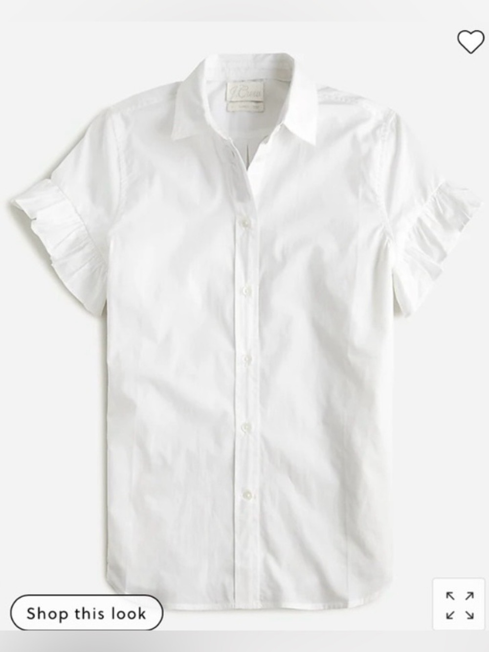 J.Crew White Classic Fit Lightweight Cotton Poplin Ruffle Sleeve Shirt | 16 - Picture 16 of 16
